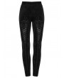 Punk Rave Black Gothic Embossed Velvet Leggings for Women