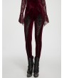 Punk Rave Red Gothic Embossed Velvet Leggings for Women