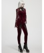 Punk Rave Red Gothic Embossed Velvet Leggings for Women