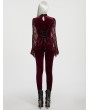 Punk Rave Red Gothic Embossed Velvet Leggings for Women