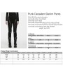 Punk Rave Black Gothic Punk Decadent Denim Pants for Women