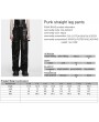 Punk Rave Black Gothic Punk Straight Wide Leg Pants for Women