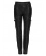 Punk Rave Black Gothic Cyberpunk Faux Leather Pants for Women