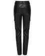 Punk Rave Black Gothic Cyberpunk Faux Leather Pants for Women