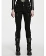 Punk Rave Black Gothic Punk Studded Cool Slim Pants for Women