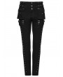 Punk Rave Black Gothic Punk Studded Cool Slim Pants for Women