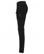 Punk Rave Black Gothic Punk Studded Cool Slim Pants for Women