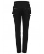 Punk Rave Black Gothic Punk Studded Cool Slim Pants for Women