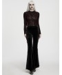 Punk Rave Black Gothic Classical Elegance Velvet Flared Pants for Women