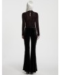 Punk Rave Black Gothic Classical Elegance Velvet Flared Pants for Women