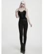 Punk Rave Black Gothic Dark Patterned Slim Fit Pants for Women