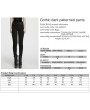 Punk Rave Black Gothic Dark Patterned Slim Fit Pants for Women