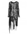Punk Rave Black Gothic Irregular Tattered Woolen Dress