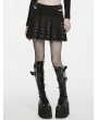 Punk Rave Black Denim Gothic Punk Decadent Pleated Skirt