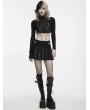 Punk Rave Black Denim Gothic Punk Decadent Pleated Skirt