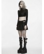 Punk Rave Black Denim Gothic Punk Decadent Pleated Skirt