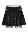 Punk Rave Black Denim Gothic Punk Decadent Pleated Skirt