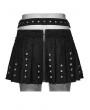Punk Rave Black Denim Gothic Punk Decadent Pleated Skirt
