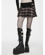 Punk Rave Red and White Plaid Gothic Punk Decadent Pleated Skirt