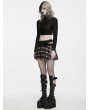Punk Rave Red and White Plaid Gothic Punk Decadent Pleated Skirt