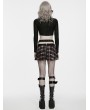 Punk Rave Red and White Plaid Gothic Punk Decadent Pleated Skirt