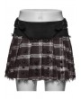Punk Rave Red and White Plaid Gothic Punk Decadent Pleated Skirt
