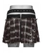 Punk Rave Red and White Plaid Gothic Punk Decadent Pleated Skirt