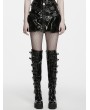 Punk Rave Black Gothic Punk Patent Leather Fur Trim Skirt