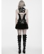 Punk Rave Black Gothic Punk Patent Leather Fur Trim Skirt