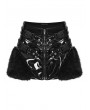 Punk Rave Black Gothic Punk Patent Leather Fur Trim Skirt