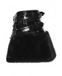 Punk Rave Black Gothic Punk Patent Leather Fur Trim Skirt