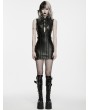 Punk Rave Black Gothic Cyber Chinese Short Leather Dress