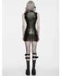 Punk Rave Black Gothic Cyber Chinese Short Leather Dress