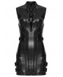 Punk Rave Black Gothic Cyber Chinese Short Leather Dress