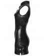 Punk Rave Black Gothic Cyber Chinese Short Leather Dress
