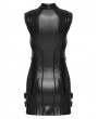 Punk Rave Black Gothic Cyber Chinese Short Leather Dress
