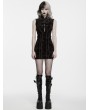 Punk Rave Black and Red Gothic Cyber Chinese Short Velvet Dress