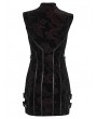 Punk Rave Black and Red Gothic Cyber Chinese Short Velvet Dress
