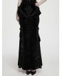 Punk Rave Black Gothic Ruffles Lace Velvet Fishtail Maxi Skirt