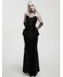 Punk Rave Black Gothic Ruffles Lace Velvet Fishtail Maxi Skirt