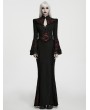 Punk Rave Black and Red Gothic Dark Vintage Fishtail Maxi Dress