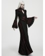 Punk Rave Black and Red Gothic Dark Vintage Fishtail Maxi Dress