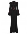 Punk Rave Black and Red Gothic Dark Vintage Fishtail Maxi Dress