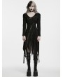 Punk Rave Black Gothic Punk Hooded Asymmetrical Dress