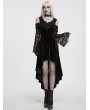 Punk Rave Black Gothic Bead Tassel Lace Sleeve Velvet Dress