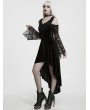 Punk Rave Black Gothic Bead Tassel Lace Sleeve Velvet Dress