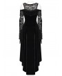 Punk Rave Black Gothic Bead Tassel Lace Sleeve Velvet Dress