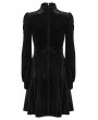 Punk Rave Black Gothic Church Embroidered Velvet Short Dress