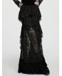 Punk Rave Black Gothic Layered Ruffles Lace Mermaid Maxi Skirt