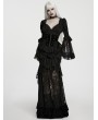 Punk Rave Black Gothic Layered Ruffles Lace Mermaid Maxi Skirt